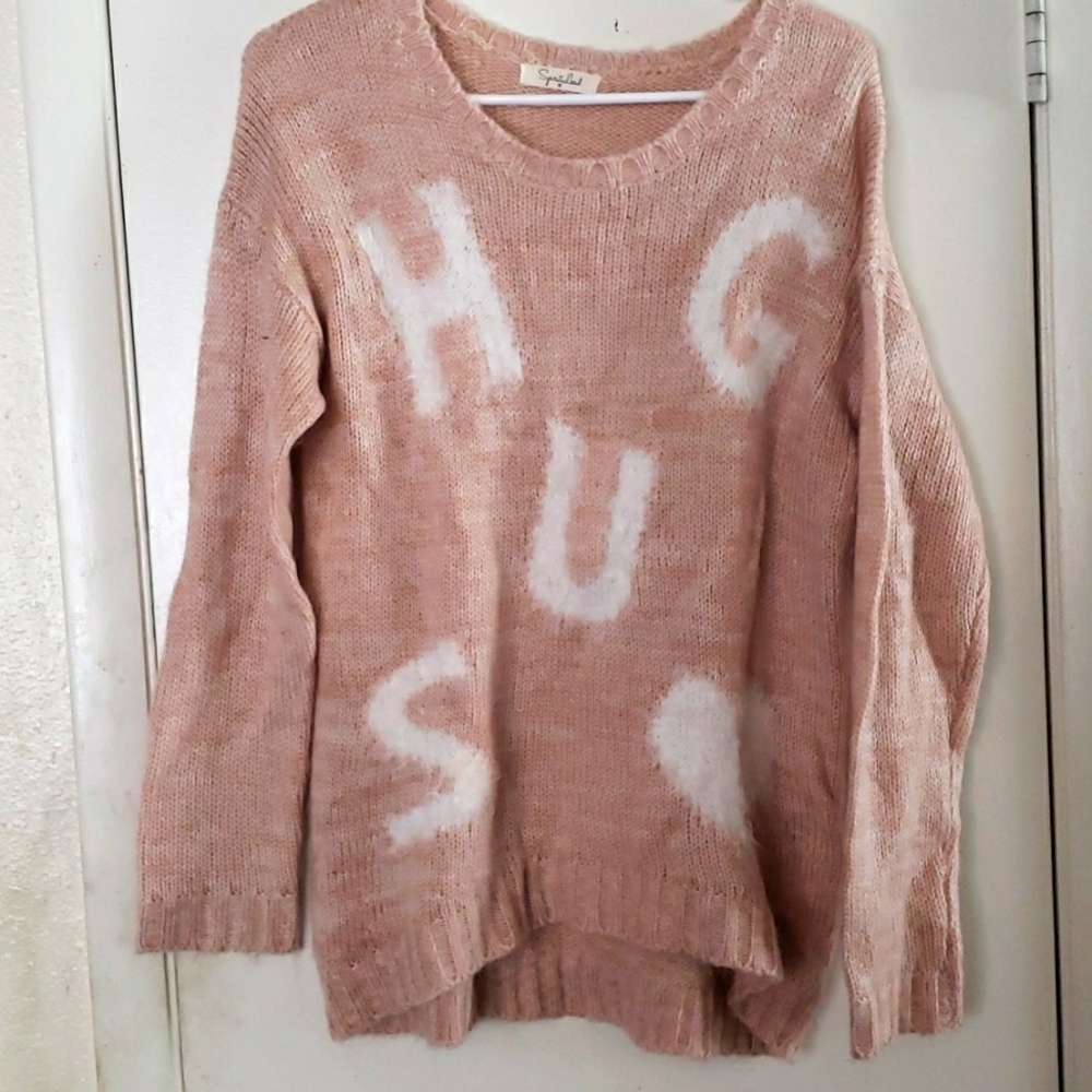 SpiritLead HUGS🤍 Light Pink Marled Crewneck Sweater Size M